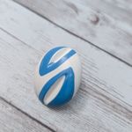 Vintage Stud Earrings For Pierced Ears Cream & Blue Retro Oval Photo 1