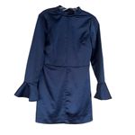 ZARA womens sateen open back dress bell sleeve Medium Bloggers Favorite NWT Photo 8