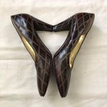 Bruno Magli Vintage Brown Burgundy Genuine leather heels pumps diamond pattern Photo 2