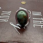 Handmade  Moss Agate Ring Stainless Steel Adjustable Green Purple Brown Photo 3