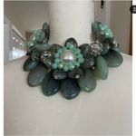 Women’s Green Floral Beaded Statement Necklace And Earring Set Photo 2