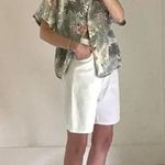 C&C California  Linen Tropical Print Button Down Shirt Ivory/Green Size M Photo 2