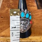 Artisan Crafted Turquoise Indian Chief Ring Size 10 Blue Photo 6