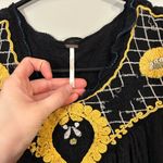 Free People  Begonia Black and Gold embroidered Women's Top Photo 1