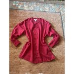 Oleg Cassini 100% Silk Red Blouse Button Front Long Sleeve Top Size M Photo 6