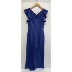 Rachael Roy Cropped Jumpsuit Womens Navy Ruffled Sleeves V Neck Blue Photo 1