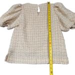 English Factory Tweed Puff Sleeve Top Cream Beige XS | Cottagecore Chic Photo 3