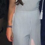 Voge Boutique White And Blue OTS Striped Jumpsuit Photo 0