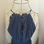 Bill Levkoff Levkoff keyhole neck navy chiffon a-line long gown size 6 Photo 6