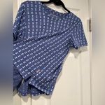 Eddie Bauer Size L Blue Geometric Cotton Short Sleeve Crew Neck Tee Shirt Photo 4