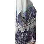 CAbi Style #238 White Top Blue Lace Print Chiffon Tie Neck Shell Shirt Blouse Photo 6