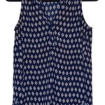 Lush Clothing Lush Blue Sleeveless V Neck Diamond Print Blouse Photo 0