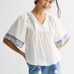 Farmers Market embroidered cotton boho top M White Size M Photo 0