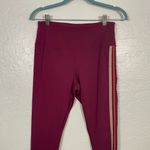 Free People Movement Women M Maroon Red Leggings Side Stripe Athletic Yoga Photo 2