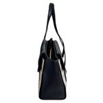 Henri Bendel  Black Leather and Ivory Woven Office Work Tote Bag Photo 1