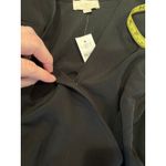 Loft  NEW Medium Black V Neck Long Sleeve Faux Wrap Peplum Shirt Drawstring Waist Photo 4