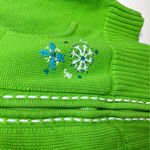 Quacker Factory VTG  Zip Up Sweater Woman’s Size Medium Bright Green Snowflake Photo 2