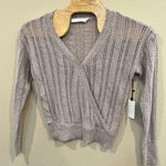 ASTR The Label Womes Sweaterl Large Lavender Wrap Front Pointelle‎ Knit V Photo 0