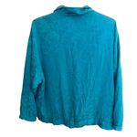 Mureli women's XL blue all over floral 100% silk full zip button windbreaker Photo 1