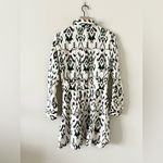 ZARA  Long Sleeve Fit & Flare Shirt Dress in Cream Navy & Green Ikat Print - L Photo 4