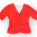 DKNY Ruched Puff Shoulder Top In Flame Women’ Size Large NWT Photo 0