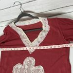 POL  Boho Floral Lace V-Neck Long Sleeve Top Red Patchwork Tee Women’s Size Small Photo 4
