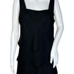 Ursula Of Switzerland Shirt Womens 8‎ Black Square Neck Tiered Ruffle Vintage Photo 0