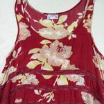 Intimately Free People Tank Top XS Red Floral Lace Trim Ruffle Hem Bohemian Photo 1