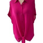 DKNY Jeans Fuchsia Tie Front Top Women Size Medium | 11-9 Photo 0