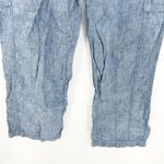 L.L. Bean Womens 100% Linen Breezy Pull On Utility Wide Leg Pants Size 18 Tall Blue Photo 4
