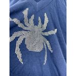 Amal Guessos | S |100% Cashmere Sleeveless Tank Top Knit Spider Web Bling Blue Photo 2
