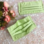 Double layered 100% Supima cotton Scalloped stitches/embroidered luxury face mask Lime Green Photo 1