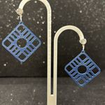 Handmade The Vibe Line- Blue Earrings with Crystal Studs Photo 2