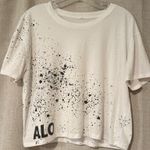 Alo Yoga | White and Black Splatter T-Shirt | S Photo 0