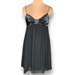 Vintage 90s Black Satin Babydoll Mini Slip Dress Embellished Evening Party Size 10 Photo 1