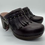 Dansko Deni Mules Clogs Shoes Womens Size US 39 EU Brown Leather Fringe Photo 5