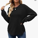 Merokeety  waffle knit black long sleeve sweater size XXlarge. Photo 0