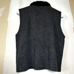 Nina Leonard VTG  Vest Sleeveless Knitted Faux Fur Collar Front Zip Dark Gray M Photo 4
