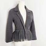 Free People Vintage Grey Knit Tulle Ruffle Peplum Jacket Blazer Size 6 Photo 1