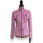 Ideology Pink Suede Leather Moto Jacket Women's Size XS Photo 2