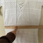 ALC Frank A.L.C Trevi‎ Crochet Knit Fringe Sheath Dress white size M Photo 4