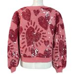 Farm Rio  Pink Hearts Sequin Sweater Size Large Pink Red Valentines Day Heart Photo 8