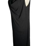 French Curve Cowl Neck Midi Dress M Black Sleeveless V Back High Low Hem Stretch Size M Photo 2