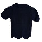 English Factory Scallop Detail Crochet Knit Collared Navy Polo Top Size XS Photo 6