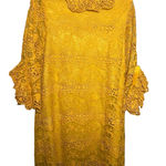 The Moon Yellow Lace Midi sheath Dress size L Photo 0