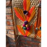 raffia straw suitcase shoulder bag floral orange pink yellow Photo 11