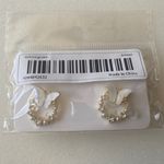 Faux Diamond‎ & Pearl White Butterfly Gold Plated Stud Earrings Photo 6