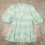 Emily McCarthy Frankie Dress Blue Green‎ Zig Zag Print Tuckernuck size Small Photo 0