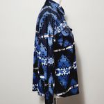 CHAPS Blue Southwestern Aztec Cotton Popover Long Sleeve Blouse Size Medium Photo 1