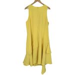 Theia Lemon Yellow Sleeveless Petal Gown size 16 Asymmetrical Ruffle Midi Photo 8
